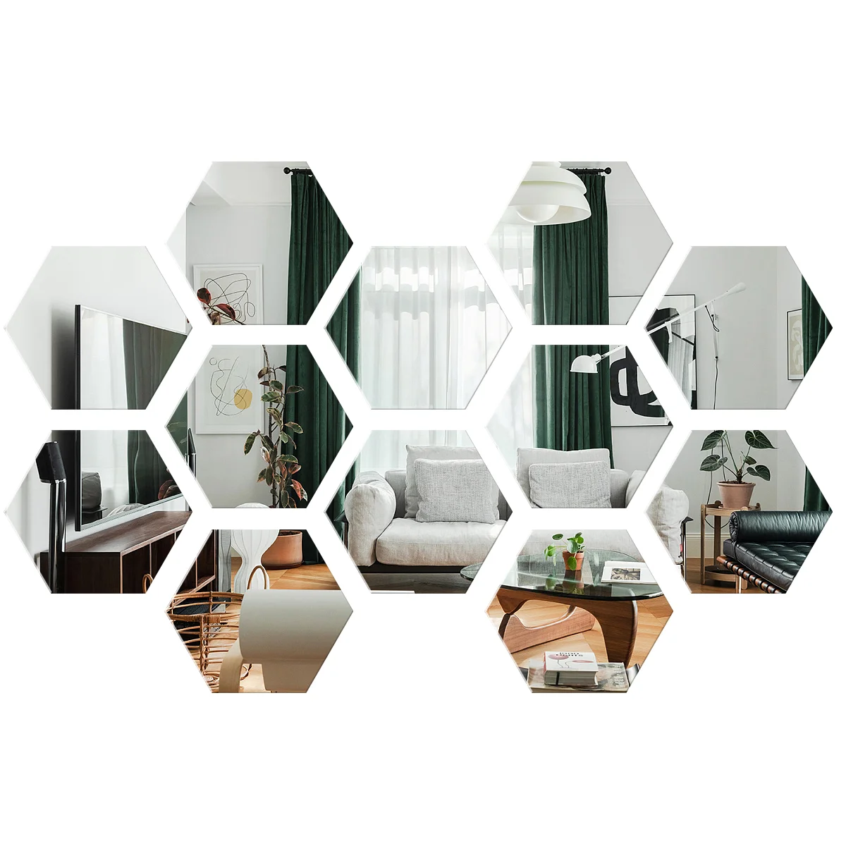 

Stickers Wall Mirrorbedroom Acrylic Decor Decal Living Room Round Hexagon