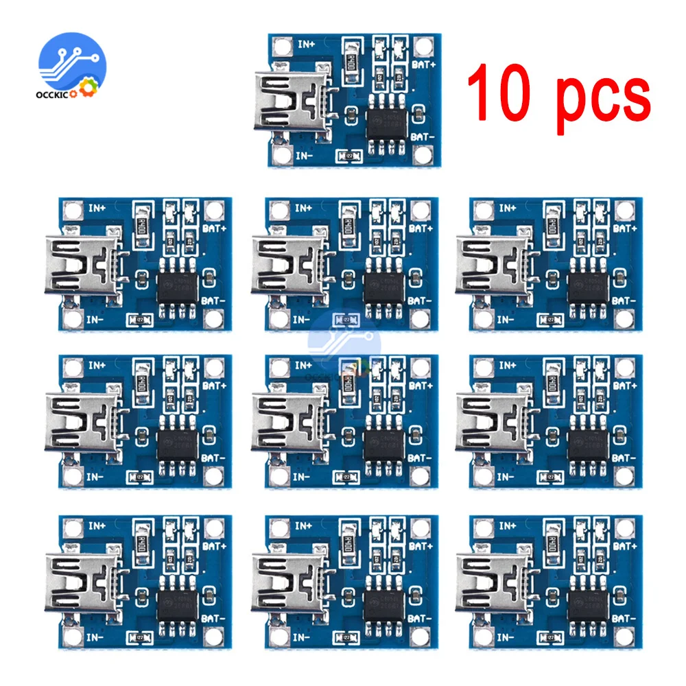 

10PCS 5V 1A TYPE-C Micro USB 18650 TC4056A Lithium Battery Charging Board Charger Module with Protection Dual Functions TP4056