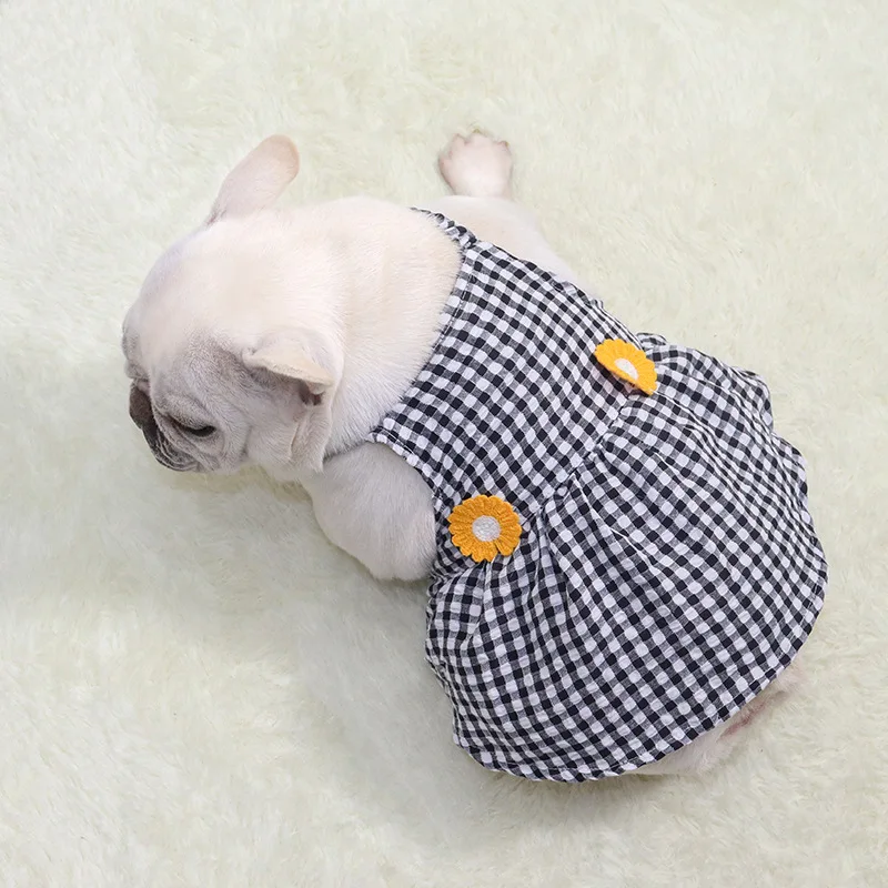 

French Bulldog skirt Spring summer thin suspender Clothes for Dog Outfits pug short Fat Puppy cotton linen Puppy Clothes