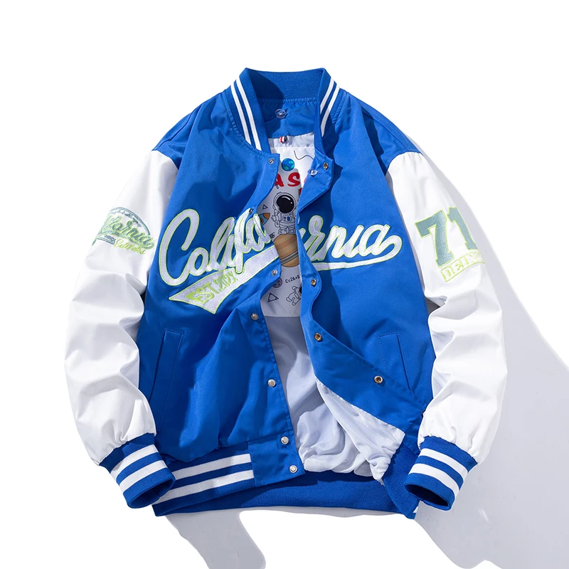 

Embroidery Varsity Jacket Men Women Letter Vintage Jacket Fashion Baseball Coat Male Spring Autumn Windbreaker Korean Blue Green