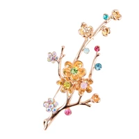 plum brooches pin alloy collar rhinestone flower brooch plant jewelry brooches women mothers day gift