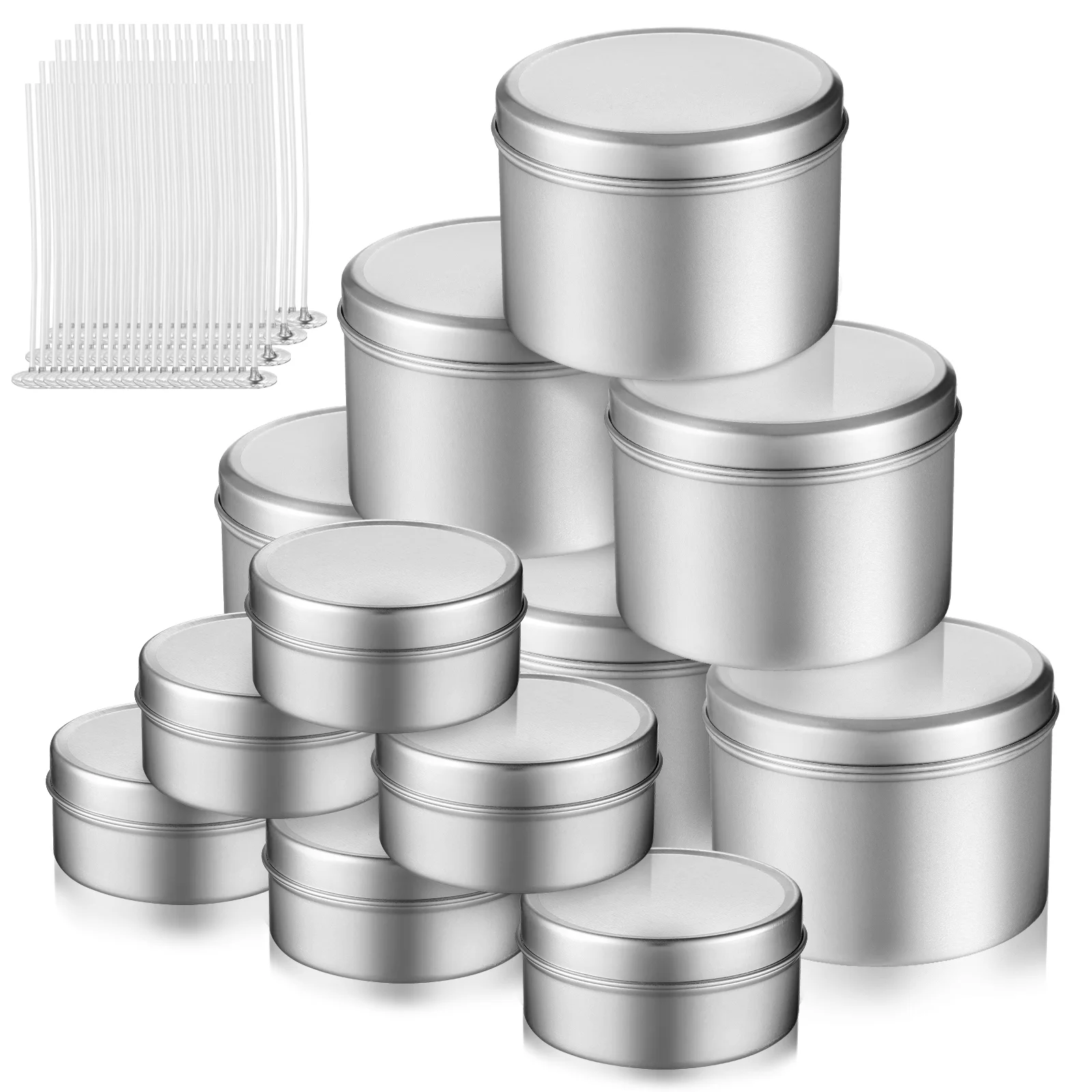 

Круглая алюминиевая банка-трафарет, фитиль, алюминиевые чашки для чая