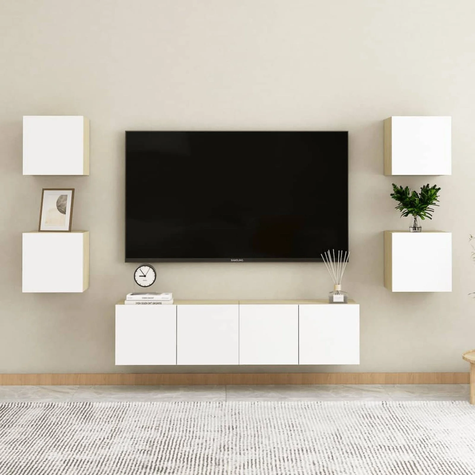 

Wall Mounted TV Cabinet White and Sonoma Oak 12"x11.8"x11.8"