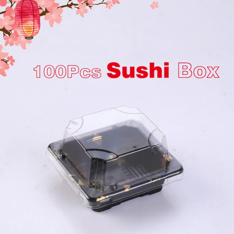 

100pcs Disposable Sushi Containers Small Box Cupcake Cake Dessert Packing Bakery Restaurant Takeout Box for Sushi High Quality