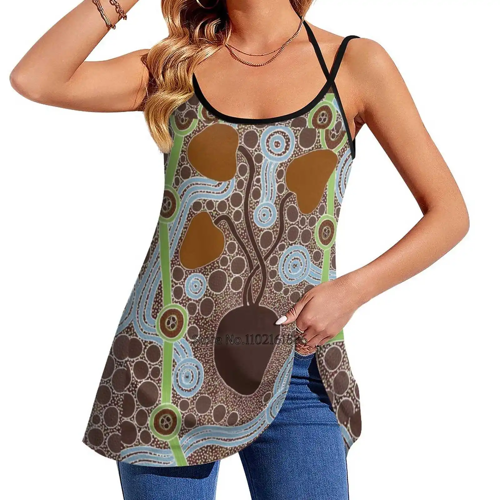 

Digging For Yam New Sexy Women Casual Tank Vest Tops Sleeveless Strap Print Tank Camisoles Aboriginal Australian Aboriginal