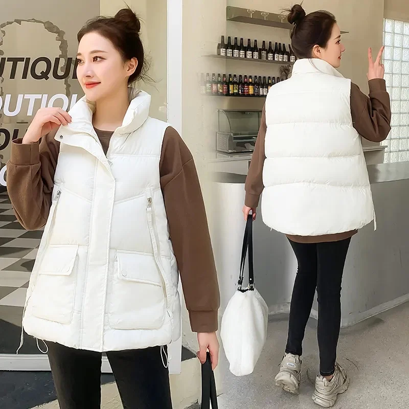 

2023 New Winter Cotton Down Vest Women Loose Waistcoat Jacket Cotton Padded Jacket Sleeveless Female Puffer Parkas Waistcoat