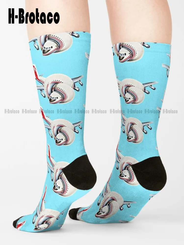 

Airplane Airplane 80S Movie Retro Vintage Funny Socks Womens White Socks Comfortable Best Girls Sports Custom Gift Harajuku Art