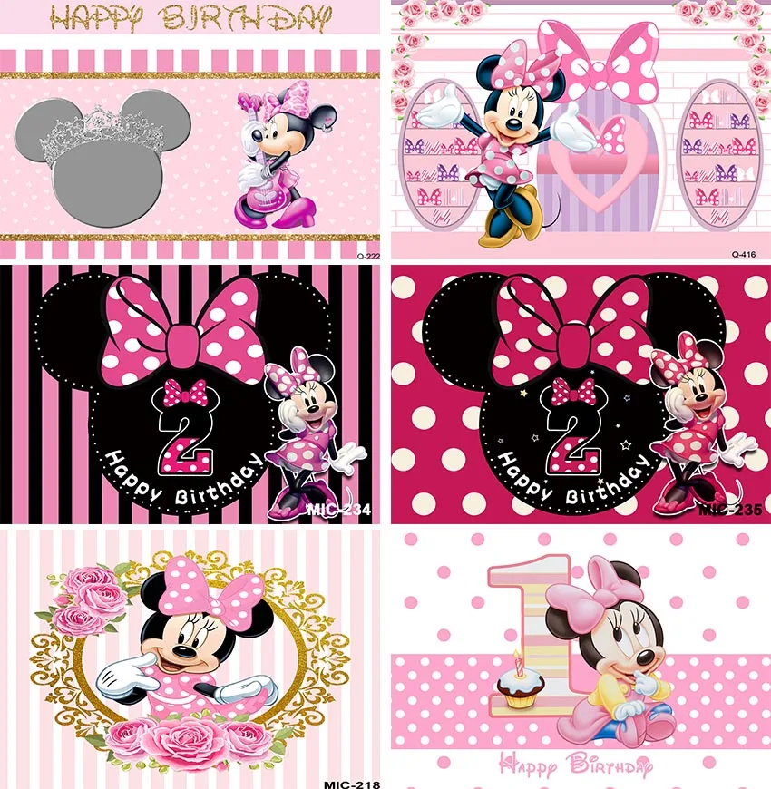 

Виниловый фон для фотосъемки с изображением Минни Маус для вечеринки в честь Дня рождения девочек