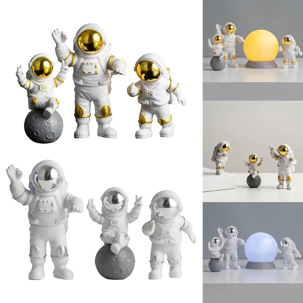 3x Astronaut Statue Decor Action Figure Shelf Spaceman Figurine Child Craft | Figures
