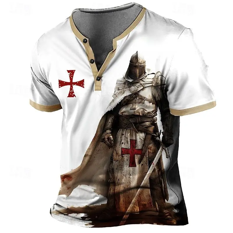 Модная футболка для мужчин пуловеры футболки с рисунком Templar Knight коротким