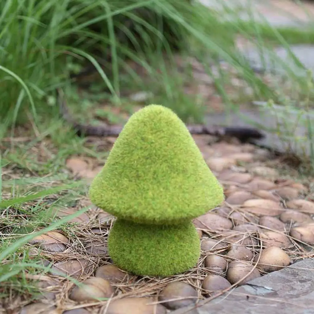 

Simulated Flocked Mushroom Outdoor Garden Grass Green Flocking Simulation Ornaments Mushroom Photo Decoration Resin W3z3