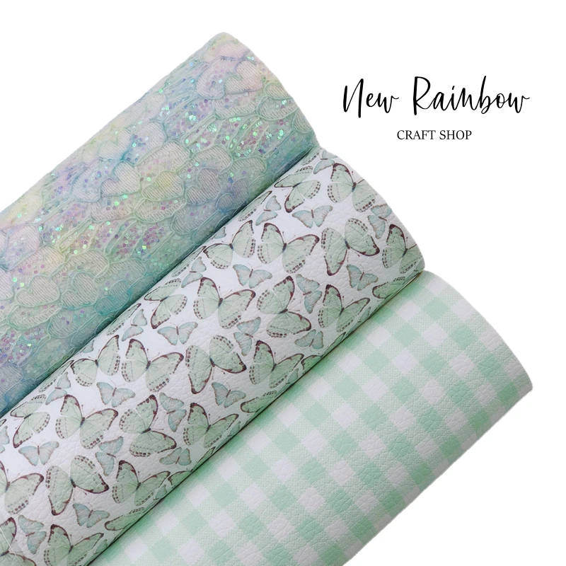 Новинка Радуга 30x2 2 см/A4 акварельные бабочки мятного цвета искусственная кожа для