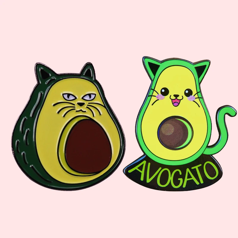 

Cartoon Avogato Avocado Cat Enamel Brooch Pins Badge Lapel Pin Brooches Alloy Metal Fashion Jewelry Accessories
