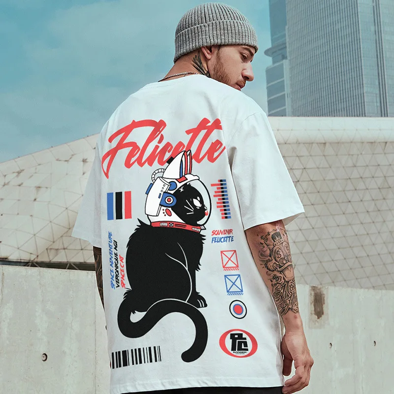 

Oversize Japanese fashion brand fat hip hop loose short sleeve t-shirt men's fashion Youth Large 5 / 2 sleeve half sleeve