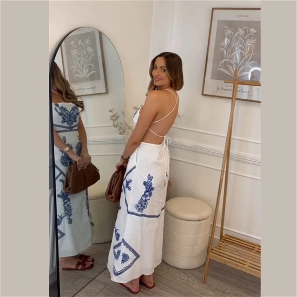 Женское Облегающее Платье До Середины Икры С Завязкой На Талии Тонких Бретельках