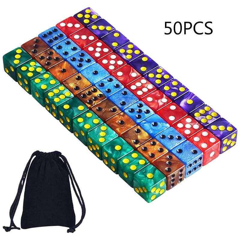 

F1FD 50 шт. гравировка акриловые многогранные кубики D6 кубики вечерние семейные настольные игры кубики