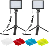 neewer dimmable 5600k usb led video light 2 pack with adjustable tripod stand and color filters for tabletoplow angle