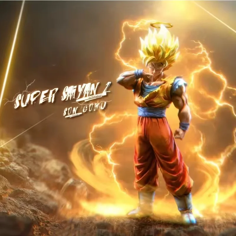 Фото Dragon Ball Z Son Goku Ssj2 Фигурка Led Base Super Saiyan 2 Goku Фигурки 30 см Коллекционная модель из ПВХ Детская игрушка Рождественский подарок №1