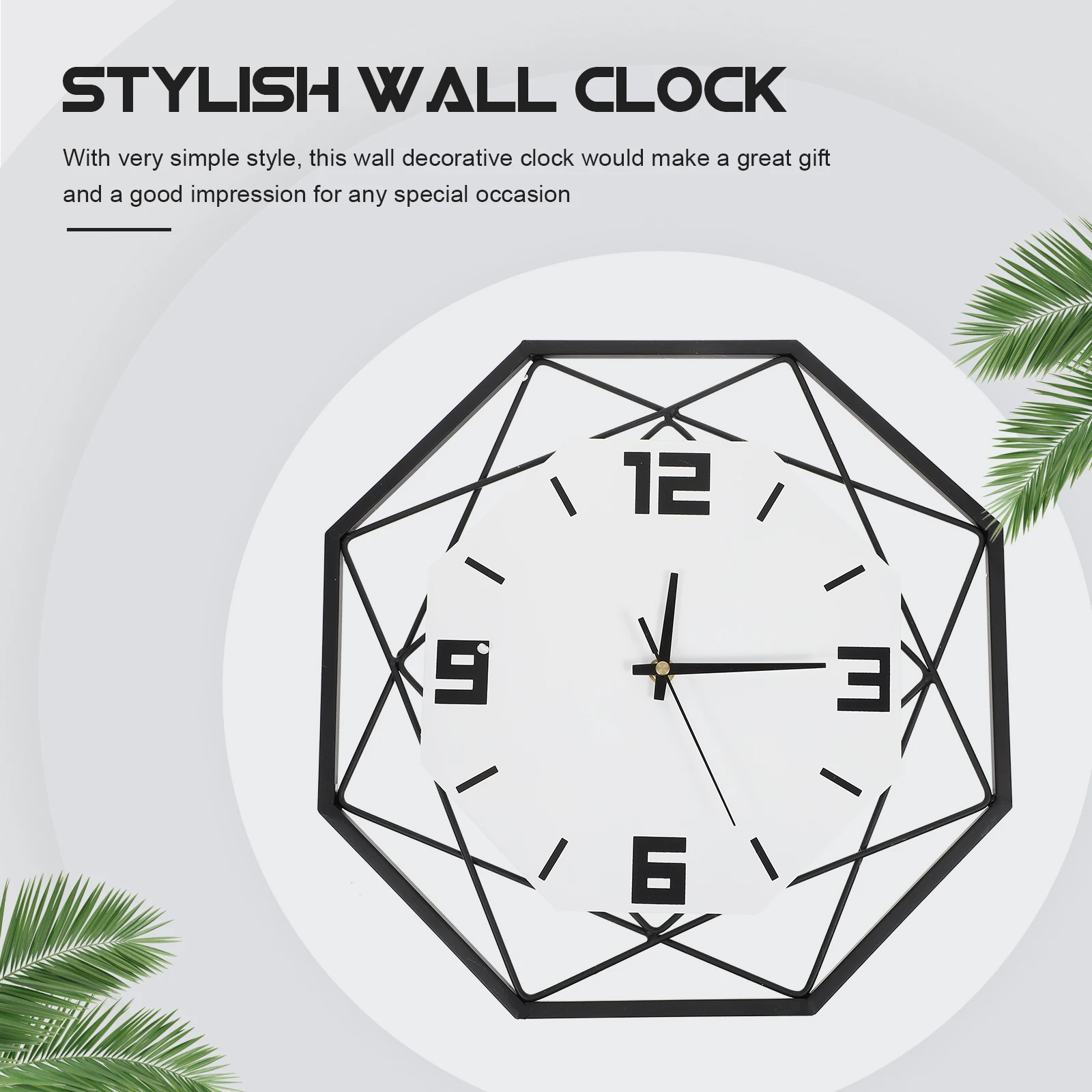 Creative Simple Iron Polygon-shape Wall Clock Decorative Hanging Quiet punch-free wall-mounted decorative clock |