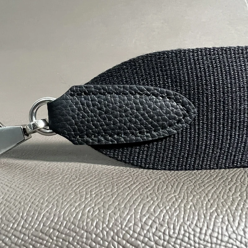 Черный тканевый ремень Togo шириной 5 см стальная пряжка натуральная кожа ручная