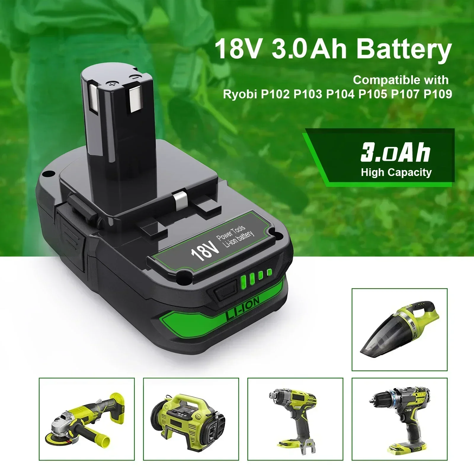 Литиевая батарея V GO 18 В 3 0 Ач для Ryobi RB18L50 сменная литий-ионная RB18L25 RB18L15 P108 P102 P103 с L