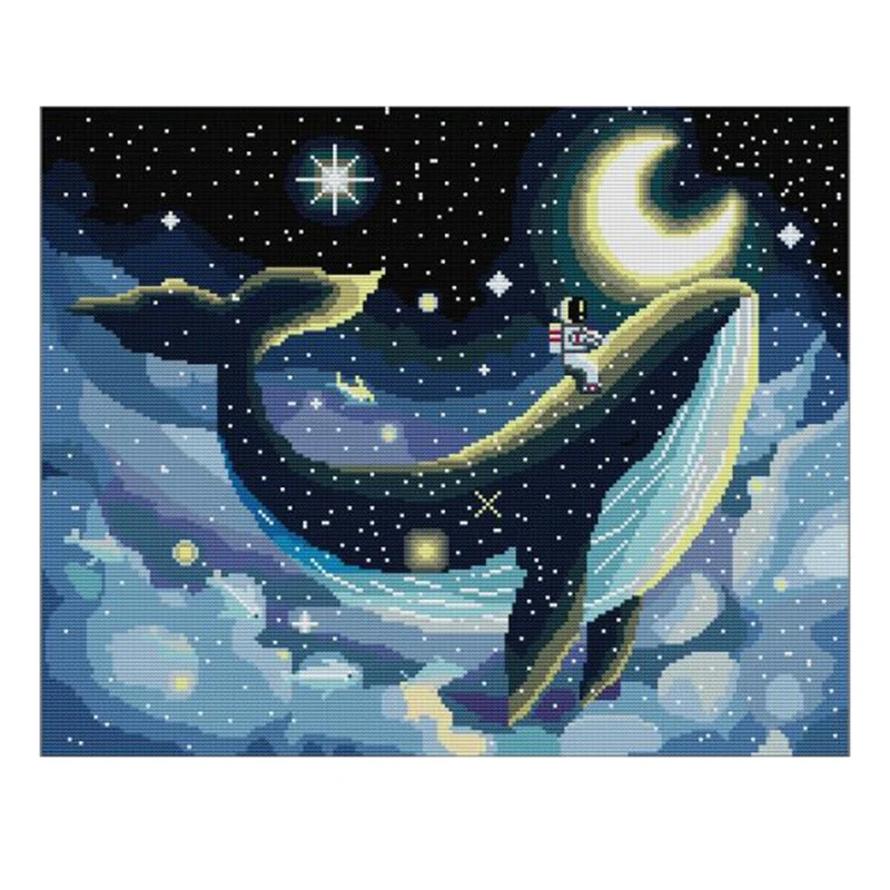 

The Sea Of Stars Painting Pattern Cross Stitch Kits DIY Handmade Needlework 14CT Canvas Embroidery Set Home Decor