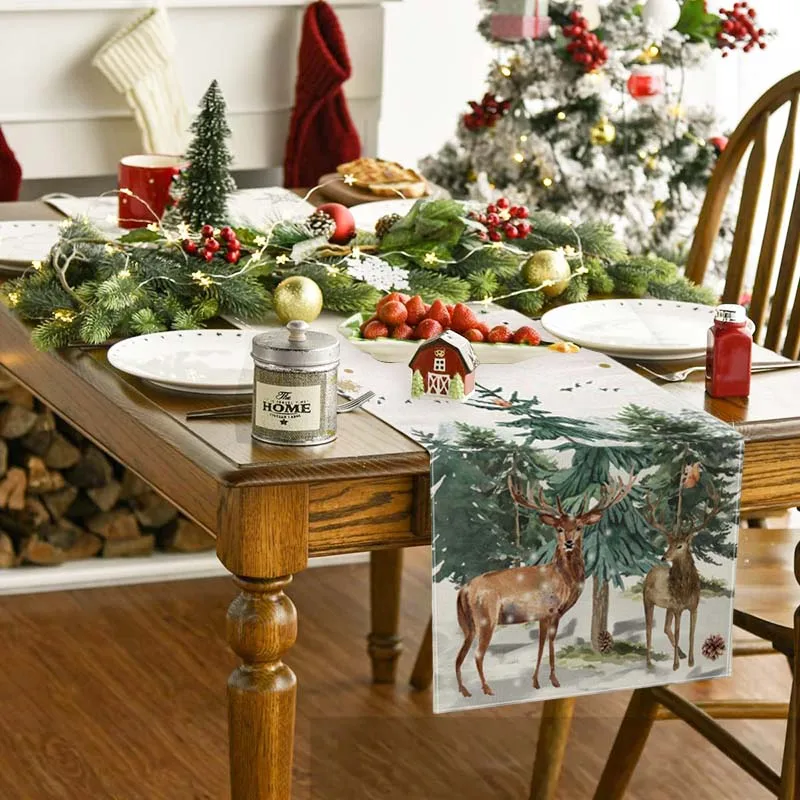 30x180 см Рождественский снеговик скатерть олень Рождественская елка с принтом