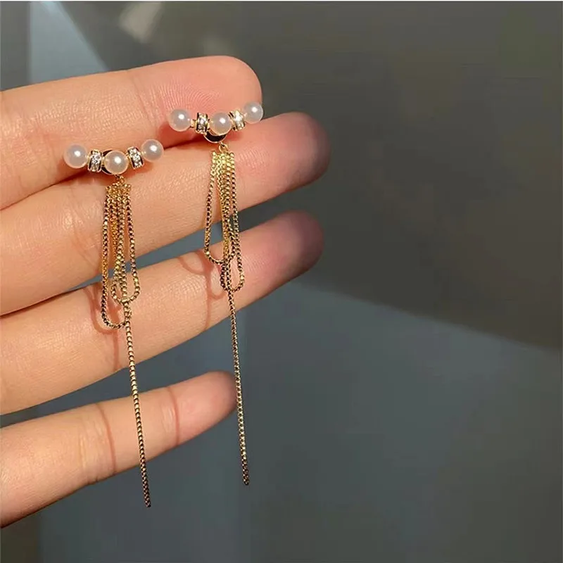 

Luxurious Design, A Pair of Earrings, Female Fashion Temperament, Retro Senior Sense, Long Tassel Pearl Earrings, Earrings