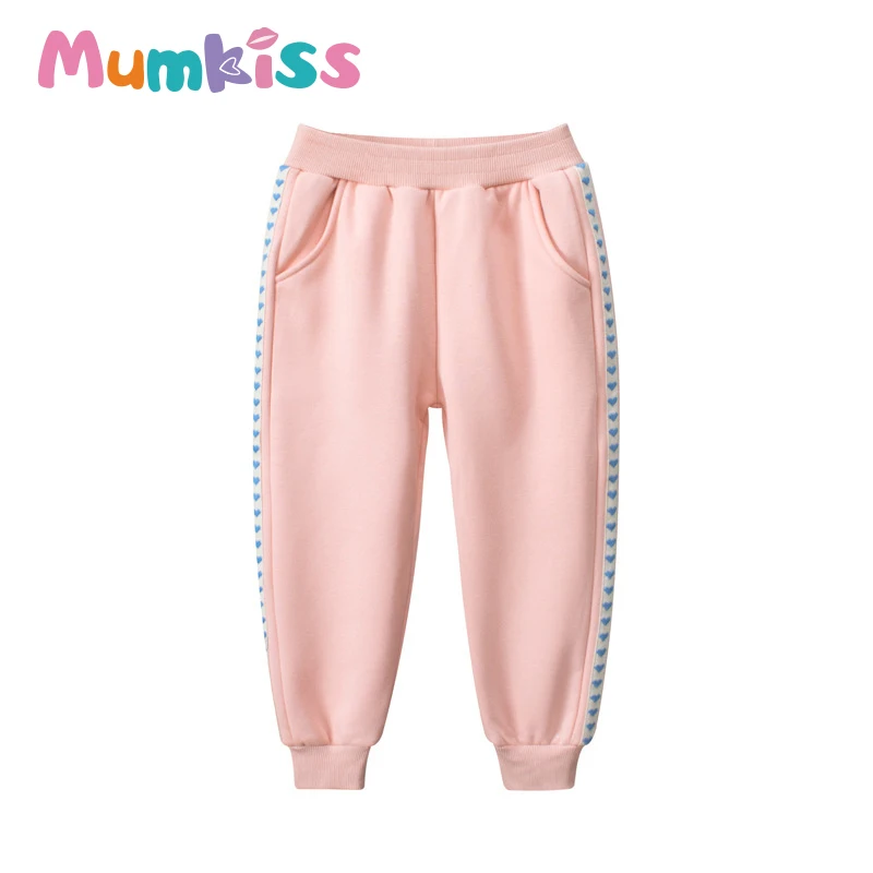 

Детские брюки Mumkiss осень-зима из чистого хлопка с плюшевой подкладкой однотонные простые детские повседневные брюки детская одежда в полос...