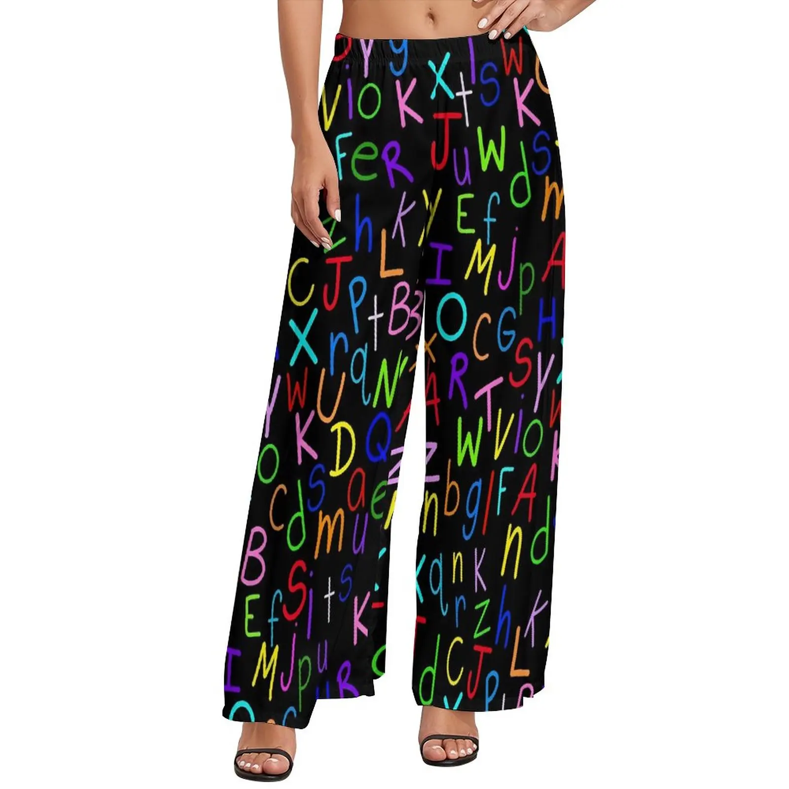 

Colorful Letter Print Pants Alphabet Soup Harajuku Straight Wide Leg Pants High Waisted Sexy Trousers Large Size