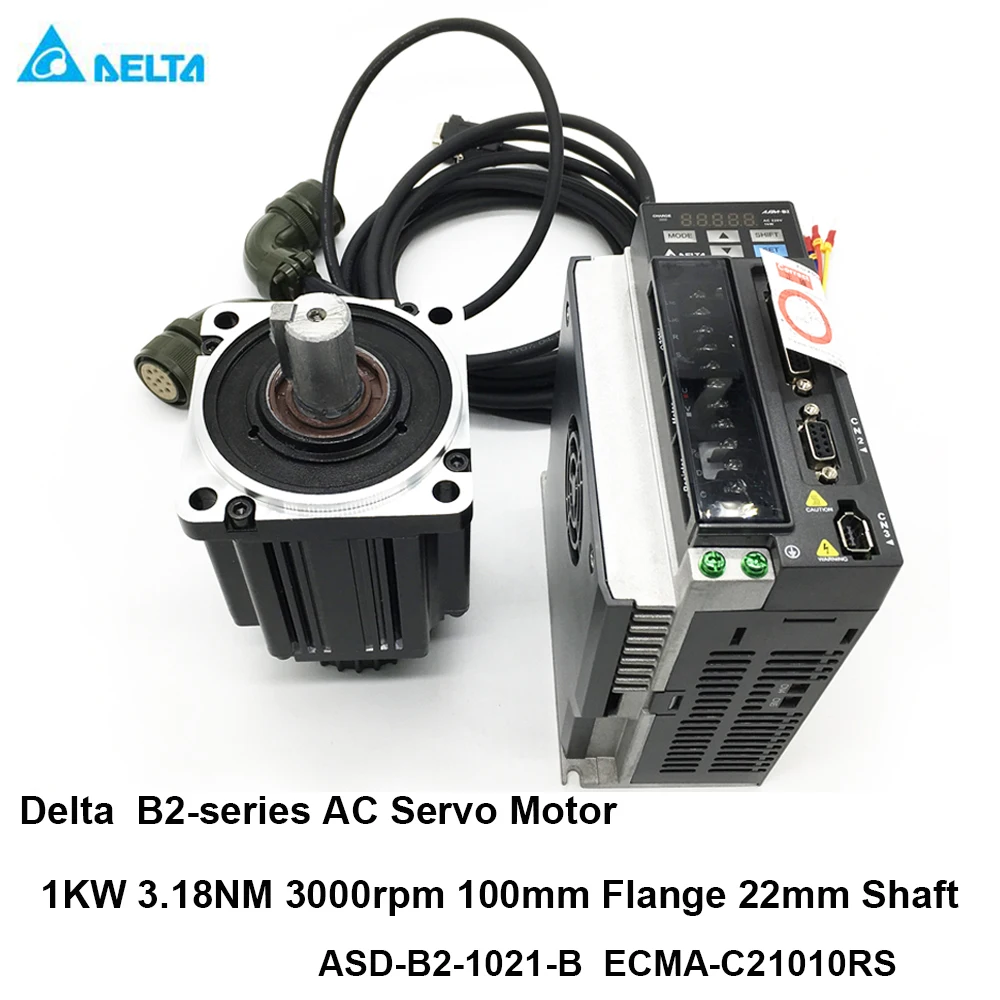 

1KW Delta AC Servo 3.18NM 3000rpm 17bit ASD-B2-1021-B ECMA-C21010RS ECMA-C21010SS 100MM Motor with Brake Drive Kit & 3m Cable