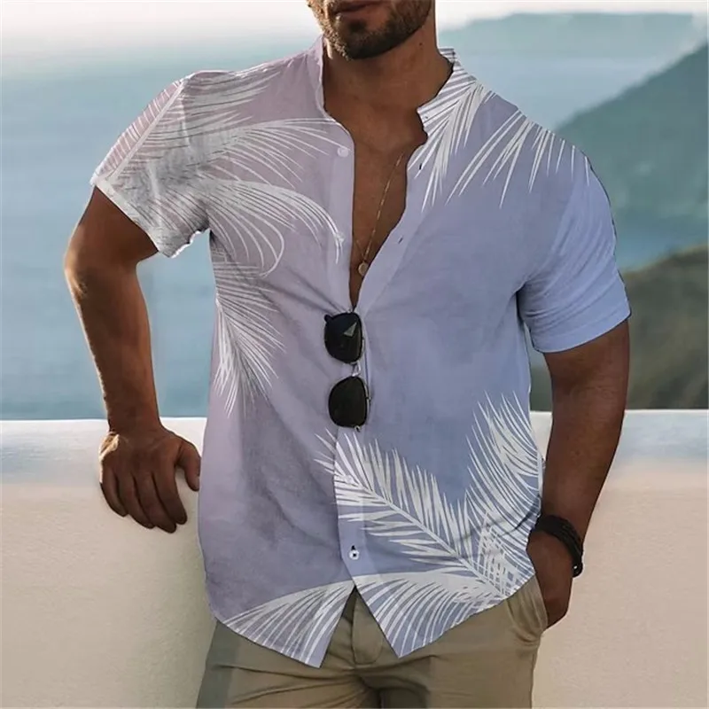 Coconut Tree 3d Printing Men's Hawaiian Shirts Casual Fashion Summer Men's Shirts Plus Size Short Sleeves Lapel Loose Tops