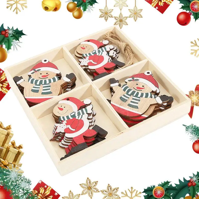 

Набор деревянных рождественских подвесок, украшение для деревьев, праздничное украшение для вечеринки с ремешками, Рождественский Домашни...