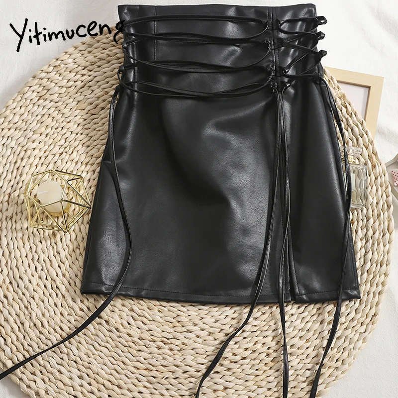 Готическая юбка-карандаш женская мини-юбка из искусственной кожи в стиле хиппи