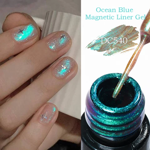 Mtssii Sea Blue Auroras Sparkling Glitter Cat Magnetic Pull Liner Гель-лак для ногтей