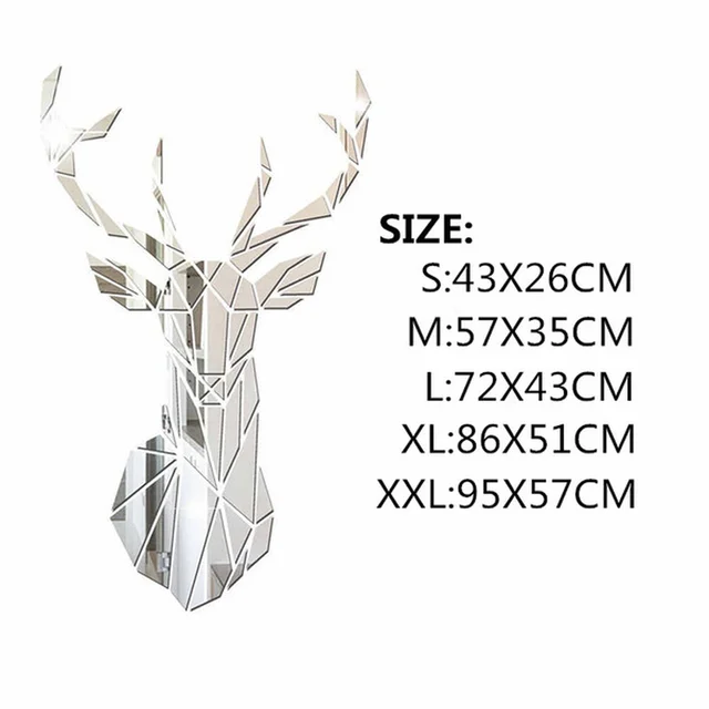 3D Mirror Wall Stickers Nordic Style Acrylic Deer Head Mirror Sticker Decal Removable Mural for DIY Home Living Room Wall Decors 6