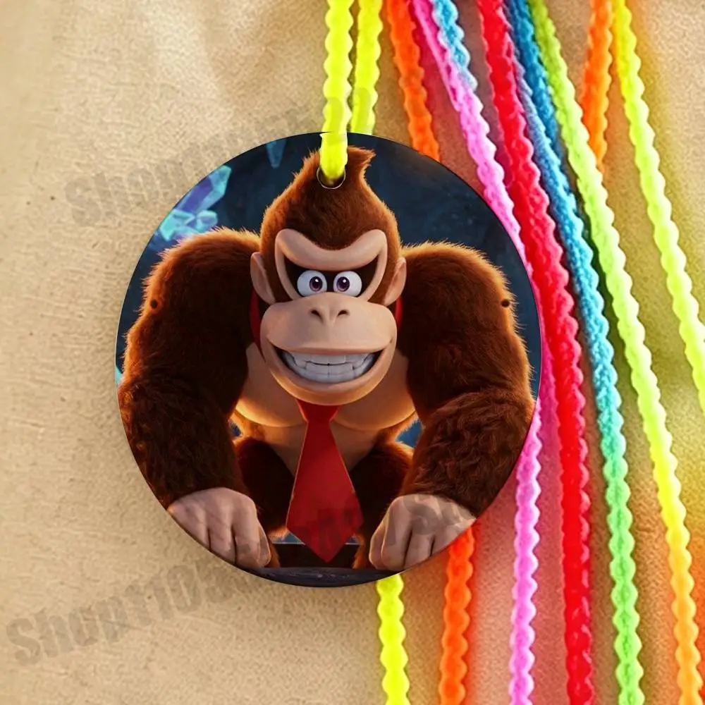 Фото Кожаная багажная бирка с мультяшным дизайном D-Donkey K-Kong для чемодана, идентификатор для багажа, держатель для имени, адреса, для путешествий №1