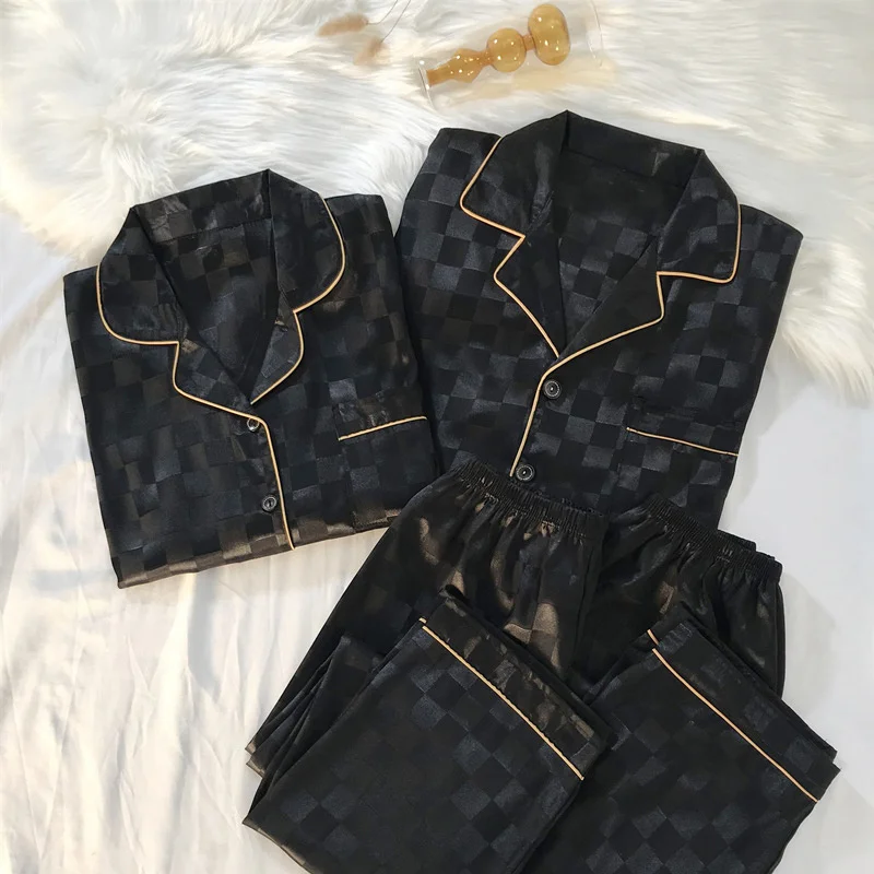 

Pijamas conjuntos de alta qualidade luz de seda de luxo pijama feminino primavera outono manga longa cardigan conjunto moda seda