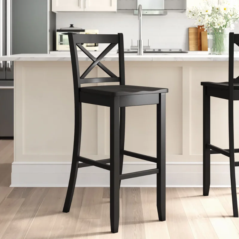 

Linon Kingston 30" Cross Back Bar Stool, Rich Black Finish