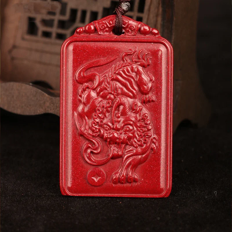 

Natural Red Organic Cinnabar Fortune Pixiu Pendant Necklace Men Women Feng Shui Charm Wealth Brave Troops Lucky Amulet Gifts
