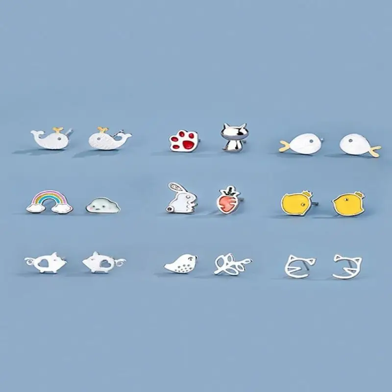 

925 Sterling Silver Pin Earrings for Women's 2022 New Fashion Cute Kids Rabbit Earrings on Instagram Fringe Ladies Jewelry