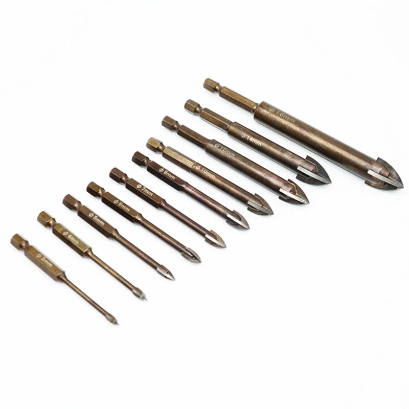 

8 Pieces Efficient Universal Drilling Tool, Triple-Cornered Cross Alloy Drill Set, 3 To 12 Mm Masonry Drill Bit