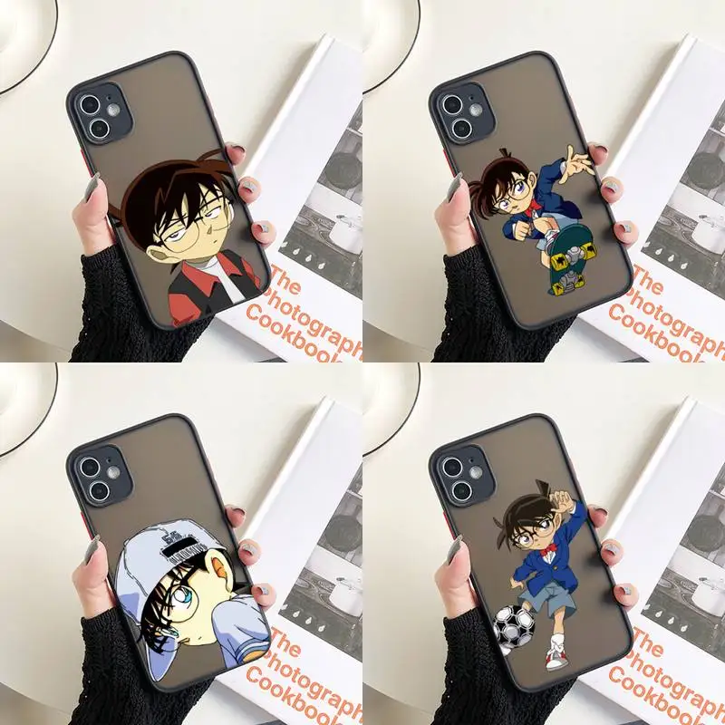 

Conan Edogawa Anime Phone Case Colorful Bumper Trasparent For iPhone 13 12 11 Pro Max XR X XS Mini 7 8 Plus Hard Shockproof Case