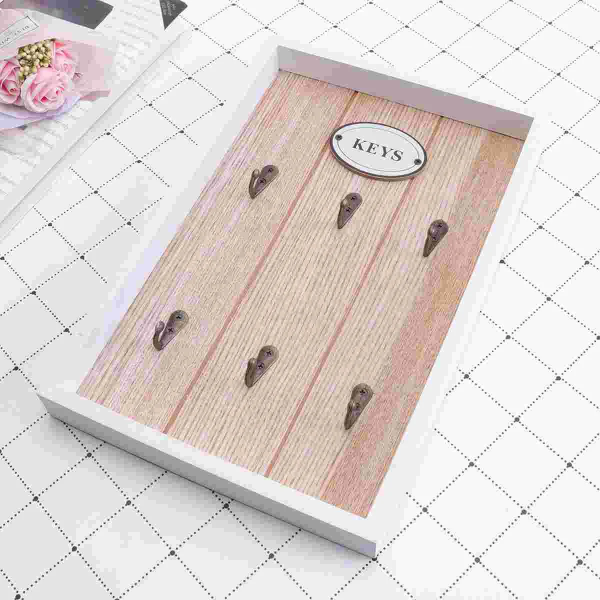 

Wooden Key Holder Case Wall Mounted Wooden Wall Key Holder Hanging Organizer Hooks Entrance Home Office Decoration Coat rack