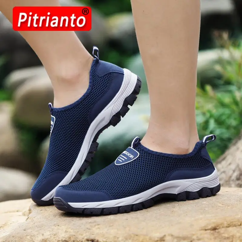 

Сетчатые мужские повседневные туфли, летние дышащие кроссовки, мужские уличные прогулочные туфли, удобные слипоны, мужские лоферы размера ...