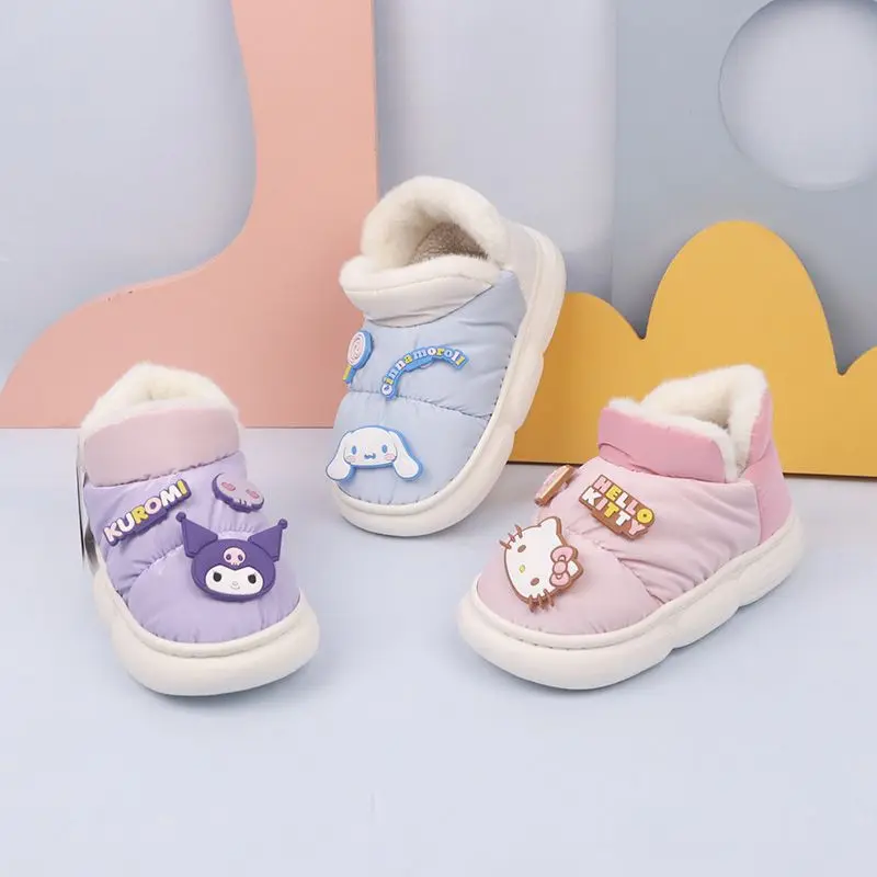

Kawali Sanrio Hellokitty Kuromi Cinnamoroll хлопковая мягкая обувь зимние сапоги домашняя обувь теплая мягкая Милая мультяшная детская Подарочная обувь для девочек