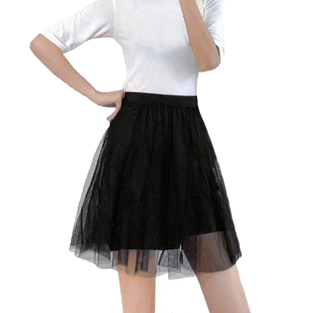 Юбка женская трапециевидная из фатина кружевная универсальная короткая юбка с