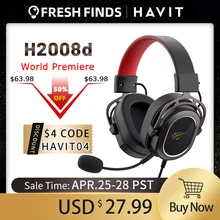 HAVIT H2008d Wired Gaming Headset with 3.5mm Plug 50mm Drivers Surround Sound HD Mic for PS4 PS5 XBox PC Laptop Gamer Headphone