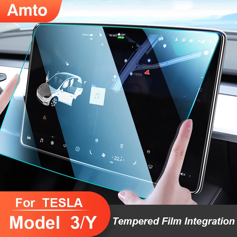 

Amto Matte Tempered Glass Screen Protector For Tesla Model 3 Y 2023 2022 2021 Center Contro Navigation Film Car Modify Accessory
