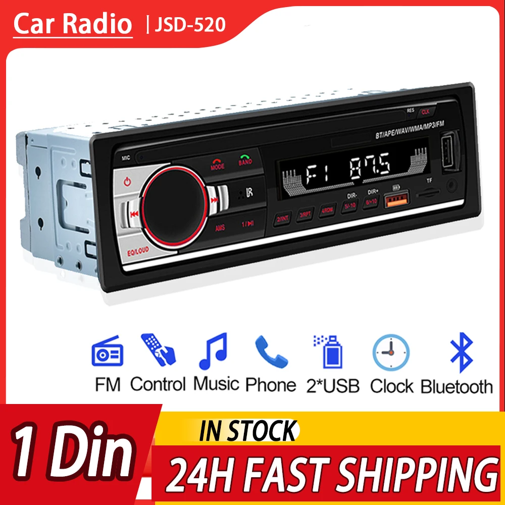 

1 Din 12V Car Radio Stereo JSD-520 FM Aux Input Receiver USB/SD Car MP3 USB Multimedia Autoradio Player Support Bluetooth Phone